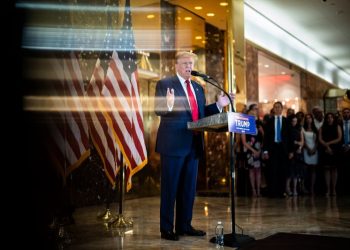 From Trump Tower lobby, a gusher of falsehoods about the trial