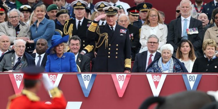 British royal family watches military parade marking start of VE Day events in London